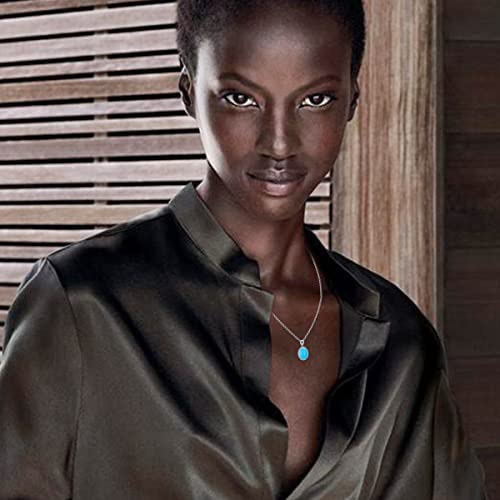 Bethza Turquoise Necklace For Women 925 Sterling Silver Natural Turquoise Pendant For Wife Girlfriend Turquoise Jewelry Gift For Christmas Valentine’s Day #TOP4