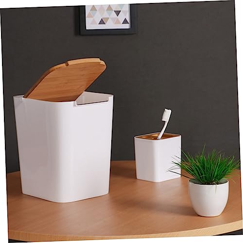 Caneca de basura rectangular con tapa para cocina y baño miniatura 5