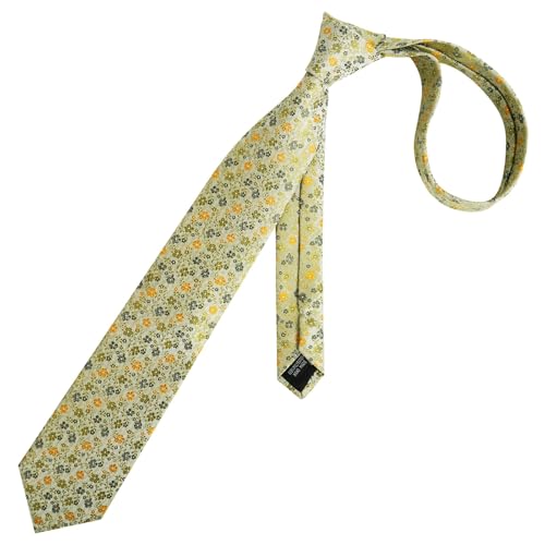 Image of Alizeal Mens 3.15inches Exquisite Floral Tie with Small Flower Printed Pocket Square