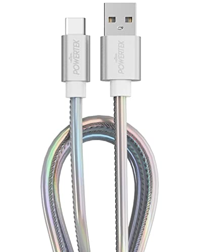 LIQUIPEL Powertek Metallic Shine USB Type C Charger Cable, 6ft Fast Charging USB C Cord, Adapter for Car, Galaxy, Android, Note, MacBook, Nintendo, PlayStation, Chromebook, Pixel (Silver)