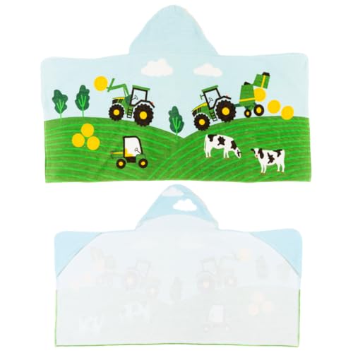 Image of John Deere Tractor Farm Kids Super Soft Bath /Pool /Beach Soft Cotton Terry Hooded Towel Wrap, 24 in x 50 in, (Officially Licensed Product) by Franco