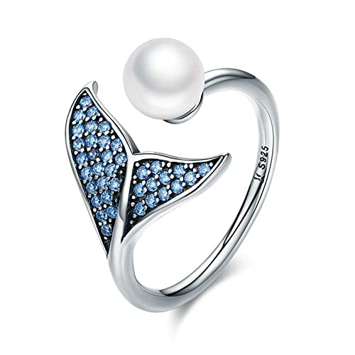 Bague dauphin bleu ajustable femme - Anneau réglable tendance mode