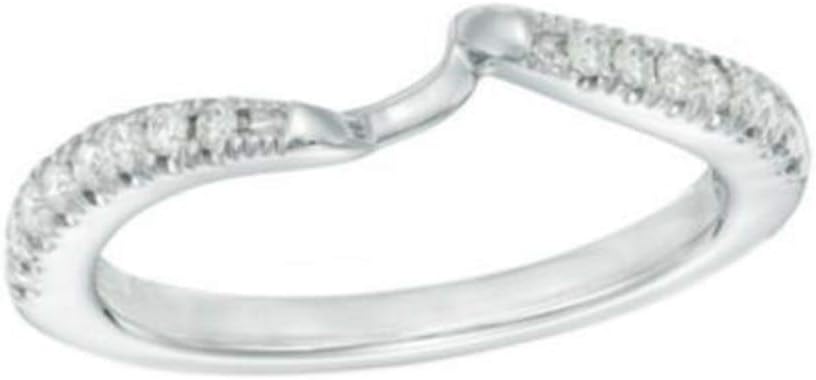 Ritika Created Round Cut White Diamond 925 Sterling Silver 14K White Gold Finish Diamond Contour Band Ring for Women's