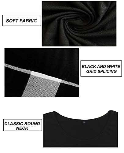 CARCOS Plus Size Tops for Women Color Block Flower/Striped/Camo Crew Neck Long Sleeve Tee Shirt4