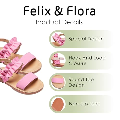 Image of Felix & Flora Toddler Girl Sandals - Little Girl Easter Dress Shoes Lightweight Open Toe Beach Holiday Flats