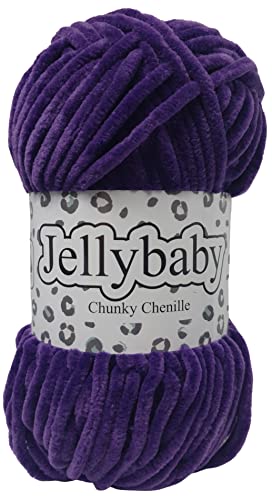 Cygnet Jellybaby Chunky Chenille Knitting Yarn (Deep Violet 008)