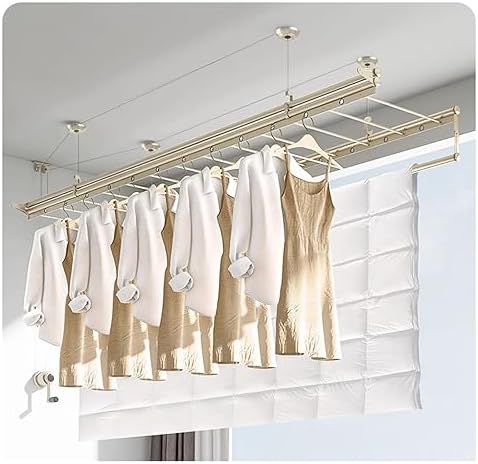 Ceiling Drying Rack Lifting Clothes Hanger Hand Crank Household Clothes Hanger Manual Clothes Hanger Balcony Telescopic Automatic Clothes Hanger for Balcony, Bathroom to,