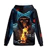GLUDEAR Men's Realistic 3D Digital Print Pullover Hoodie Hooded Sweatshirt, Grim Reaper Fire, 4XL #1