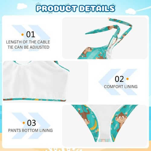 Image of CaTaKu Girls Swimsuits Two Piece Swimwear Cute Bikini Set Tankini Hawaiian Beach Sport Bathing Suit for Girls Size 3-12T