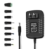 12V DC Power Supply 1500mA, 8 Tips, AC/DC Adapter 100-240V 50-60Hz to DC 12 Volts 1.5Amp 18W Power Adapter, Cord Barrel 5.5mm x 2.5mm - Center Positive
