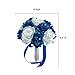 Angel Isabella Artificial Blue & White Silk Rose Bridesmaid Bouquet with Rhinestone Accents - 9 Inch Handheld Floral Arrangement for Weddings Prom Graduation Dance Events