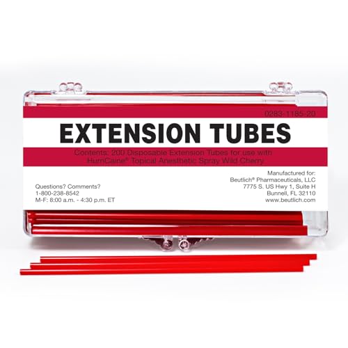 BEUTLICH HurriCaine Disposable Spray Extension Tubes – Spray Can Extension for Precise, Hygienic Application – Box of 200 Single-Use Applicator Tubes – Secure Easy-Fit Design – No Medication Included