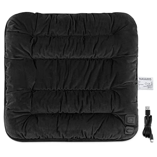 Navaris Heizkissen Wärmekissen - 45 x 45 x 3,5 cm - 3 Heizstufen - Heizmatte mit USB-Anschluss - beheizbares Kissen elektrisch - Schwarz