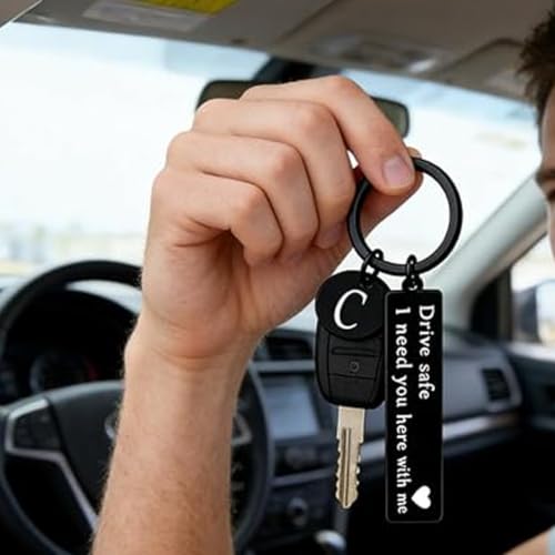 Image of drive safe keychain for him key rings for her men boyfriend