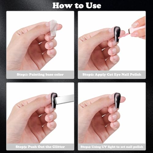 Image of CANIPHA 10Pcs Cat Eye Nail Magnet Set Cat Eye Magnet for Nails, Nail Magnets for Nail Art Cat Eye Nails 3D Strong Pen, Magnet Rod, Manicure Tool, Double Head Nail Magnet Rod for Making Cat Eye Nails