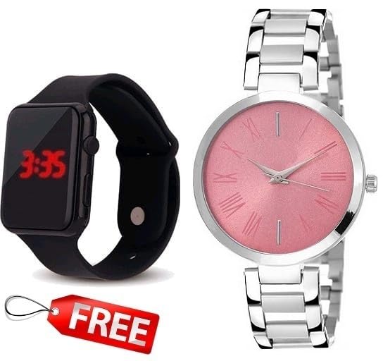 LAKSH Stainless Steel Strap Analog Watch and Rubber Strap Digital Watch Free for Girls(SR-843) AT-843 (B0CW9YXVZZ) Amazon Price History, Amazon Price Tracker