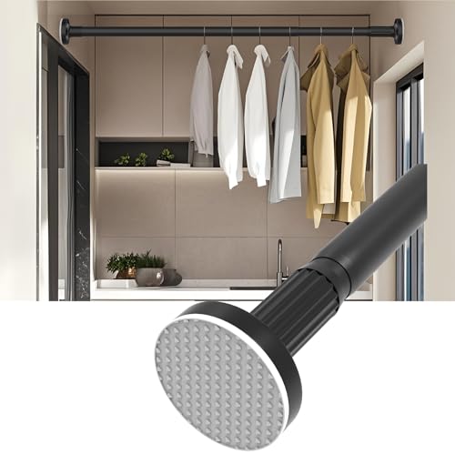 Extendable Shower Curtain Rod - Heavy Duty Carbon Steel Tension Pole No Drill Adjustable for Bathroom/Window/Closet, Holds 50kg 90-160cm