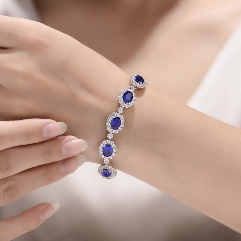 14K Gold Tennis Bracelets for Women Exuding Elegance with Sapphire and Moissanite, A Toast to September Birthdays with Classic Beauty3