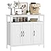 HOMCOM Credenza Cucina con Ripiano Aperto e 2 Armadietti, Mobile Cucina con Ripiani Regolabili in Legno, Credenza Soggiorno Buffet per Ingresso, Salotto e Sala da Pranzo, 100x35x88 cm, Bianco immagine