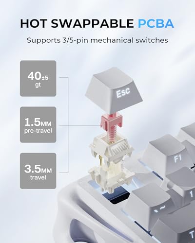 Image of GravaStar Computer Peripheral Devices, Mercury,K1 75% Wireless Mechanical Gaming Keyboard, Aluminum Alloy Exoskeleton Design, Gasket Custom Keyboard Hot-Swap Socket, Linear Switches, RGB Backlit