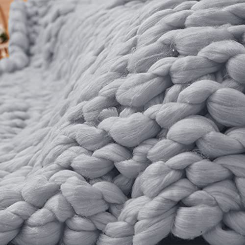 Eastsure Chunky Knit Blanket Bulky Sofa Throw Hand-Made Supre Large Chair Mat Rug,Grey,47"X59" #TOP6
