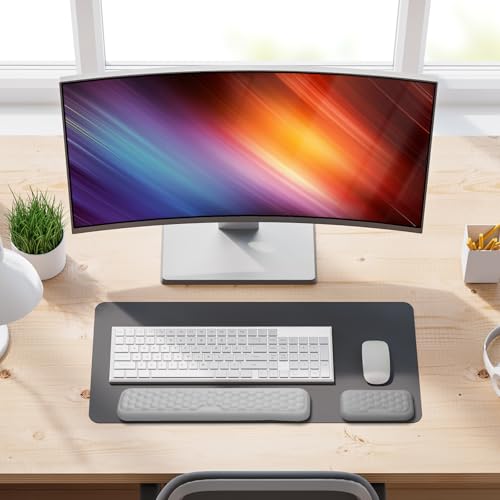 Image of ZORBES Desktop Forearm Support & Wrist Rest, Set of 2Pcs Memory Foam Forearm and Wrist Rest for Home, Office, Ergonomic Honeycomb Textured Design, Relieves Hand Strain & Shoulder Pressure