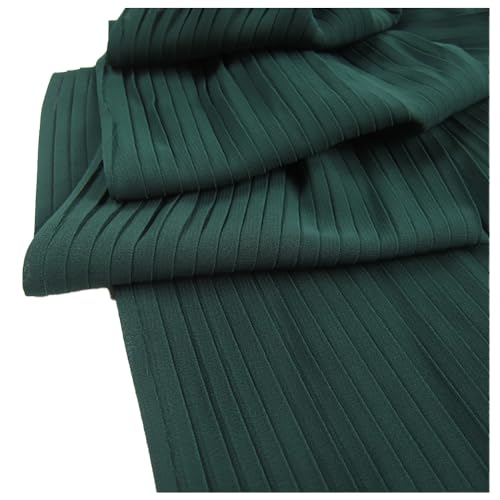 Tela plisada de gasa perlada con volantes para vestido, falda, disfraces, materiales de costura, manualidades, 59 pulgadas de ancho LX177 (verde oscuro, 2 metros)