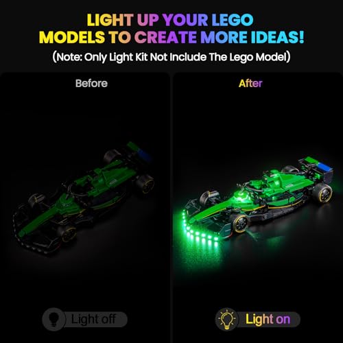 Image of Upgraded Led Light Kit Compatible with Lego Aston Martin Aramco F1 AMR24 Race Car Building Set, Lights Decoration Compatible with Lego 77245 (Model Not Included)