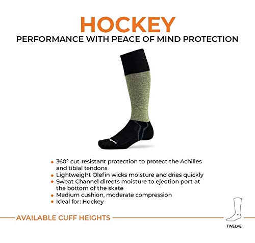 Swiftwick – Hockey 360° Cut-Resistant Hockey Socks, Moisture Wicking, Full Protection (Black, X-Large) #TOP2