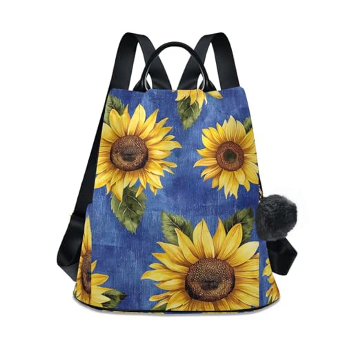 Sac à dos jaune tournesols bleus femme pour vos balades
