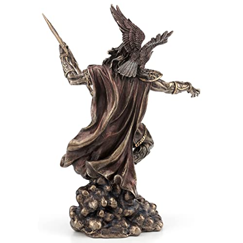 Veronese Design 11 3/4" Zeus Greek God Holding Thunderbolt With Eagle Cold Cast Resin Statue Antique Bronze Finish Sculpture #TOP2