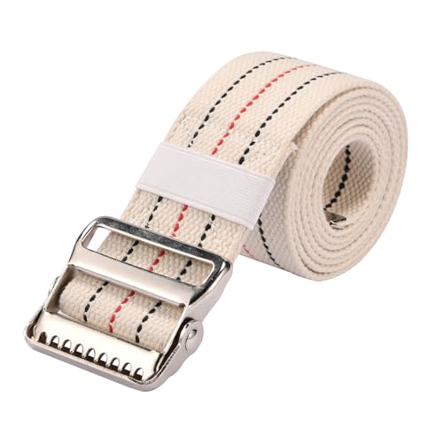 Transfer and Gait Belt with Metal Buckle - 60 Inch, Walking, Standing and Transfer Assist Aid for Seniors, Elderly Patients, Caregiver, Nurse, Therapist (Beige)