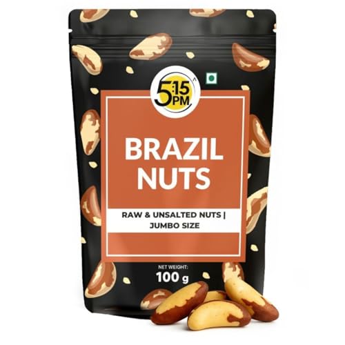 5:15PM Jumbo Brazil Nuts 100gm | Handpicked & Exotic Brazilian Nuts | Raw & Unsalted Natural Whole Brazil Nut 100g | Ready To Eat Snack | Pantry Essential | Multi-Purpose Pack