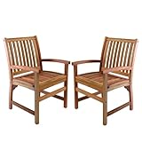 BrackenStyle Melton Wooden Garden Arm Chair Clear Finish - Hardwood Outdoor Patio Dining Chair - Commercial Standard (Set of 2)