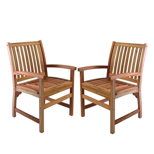 BrackenStyle Melton Wooden Garden Arm Chair Clear Finish - Hardwood Outdoor Patio Dining Chair - Commercial Standard (Set of 2)