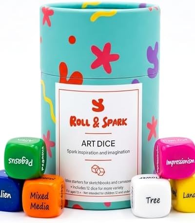 Roll & Spark Art Dice | Creative Drawing Prompt for Mindful Paint...