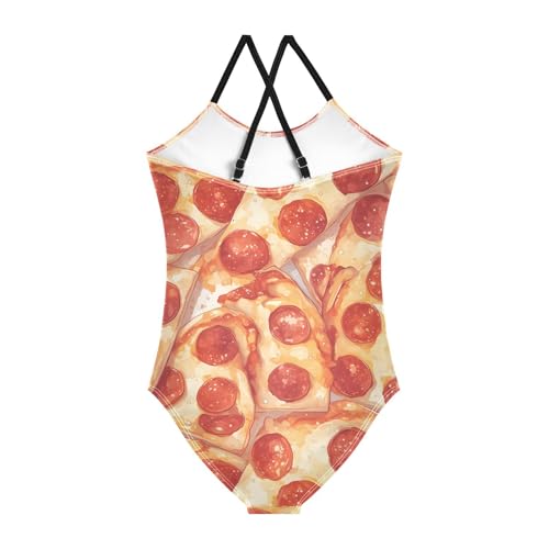 KLL Pizza Pepperoni Visit My Page Girls' 1 Piece Swimsuit Beach Swimming Suits Adjustable Shoulder Strap Quick-Dry2