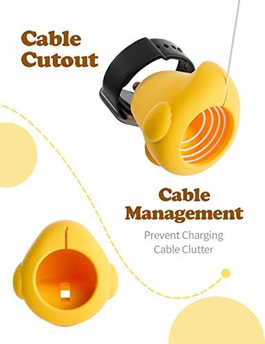 ELETIUO Charger Stand Compatible with Apple Watch Series 49/46/45/44/42/41/40/38mm iWatch Ultra2/Ultra/10/9/8/SE2/7/6/SE/5/4/3/2/1,Cute Duck Silicone Dock,Supports Night Stand Mode,Yellow - Image 6