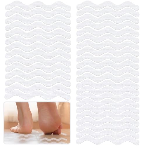 LUFFLOK 36 Stück Antirutschmatte Badewanne, Transparente Selbstklebende Duschaufkleber, Antirutsch Pads Dusche für Badewanne, Treppen, Duschraum, Rutschige Oberflächen (36 Stück)