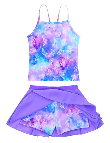 Girls Swimsuit Two Pieces Bathing Suit Multicolor Sleeveless Rash Guard Sets for Kids Child