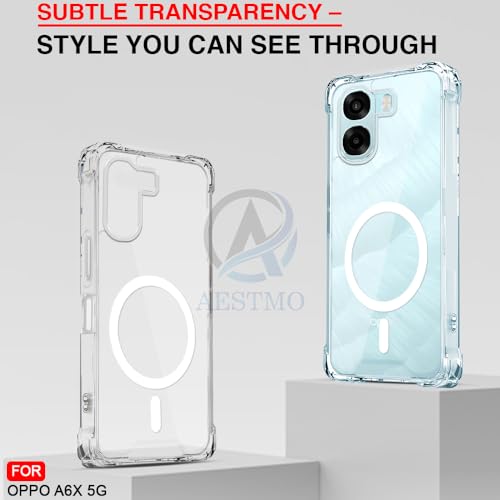 Image of AESTMO Clear Back Cover for Oppo A6S 5G / Oppo K14X 5G / Oppo A6X 5G | 360 Protection | Transparent Back Cover for Oppo A6X 5G (PC + TPU, Compatible with MagSafe Accessories, Transparent Bumper)