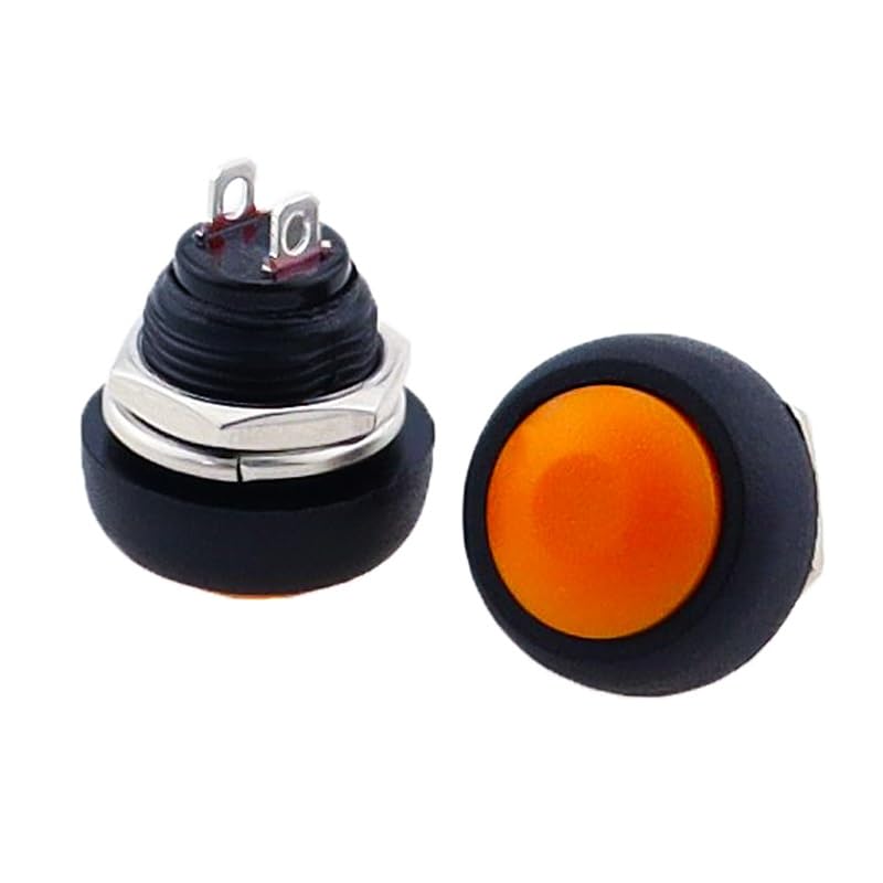 Bouton-poussoir momentané étanche 12V 12mm PBS-33b auto-réinitialisation orange