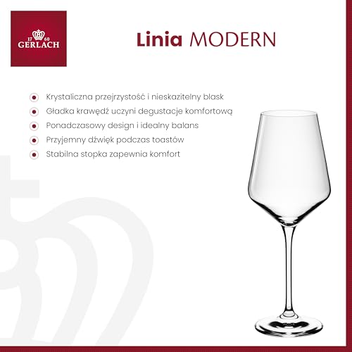 Gerlach 1760 Zestaw 6 Kieliszków do Białego Wina Modern Przezroczyste 450 ml do Mycia w Zmywarce