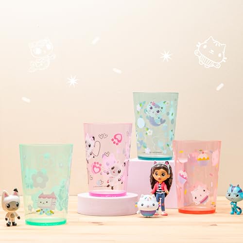 Image of Zak Designs DreamWorks Gabby's Dollhouse Nesting Tumbler Set for At Home, 14.5oz Non-BPA Plastic Cups, 4-Pack (Gabby, Pandy Paws, Cakey Cat, Mercat, Kitty Fairy, Baby Box)