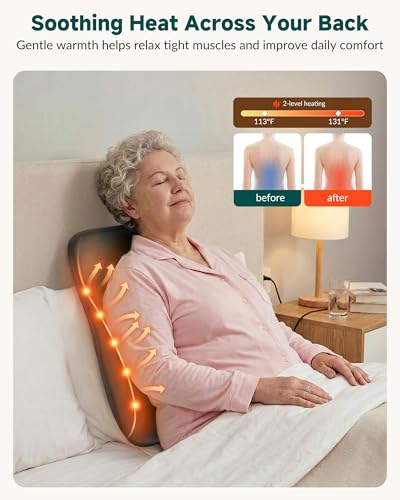Image of Snailax Shiatsu Back Massager with Heat, 4D Deep Tissue Massage Cushion