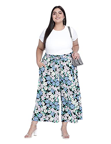 Image of oxolloxo High Wine Floral Print Plus Size Elasticated Pant