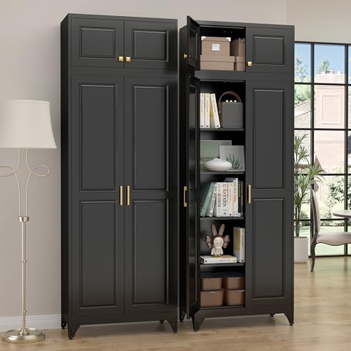 Image of SteeLoong 90 inchMetal Pantry Storage Cabinet with Doors & 4 Adjustable Shelves