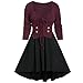 Produktbild Lazzboy Kleid Langarm Frauen Plus Größen Festes Abend Partei Verband Unregelmäßiges Langes Hülsen A-Linie T-Shirt Kleider Swing Tunikakleid Blusenkleider(Wein,5XL)