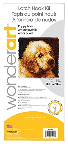 Image of Wonderart Puppy Love Latch Hook Kit, 12 inch X 12 inch
