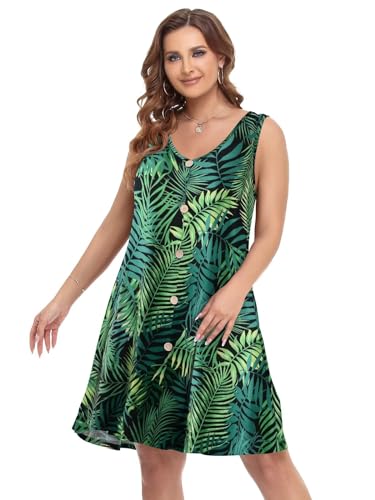 Image of BELAROI Summer Dresses for Women Beach Tshirt Sundress V Neck Casual Swing Tank Dress Swimsuit Cover Ups Pockets